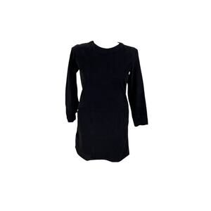 People Tree organic cotton size 12 Black Corduroy Shift Dress Round Neck Pockets